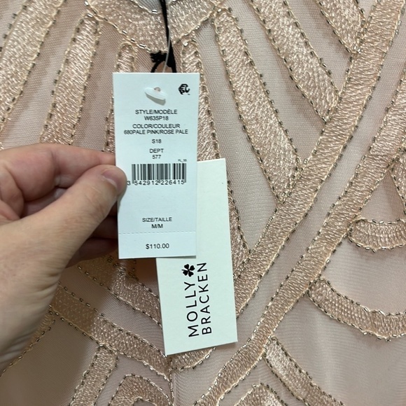 NWT Molly Bracken Pink Shirt Sleeved Gem Dress a249 - Picture 4 of 5